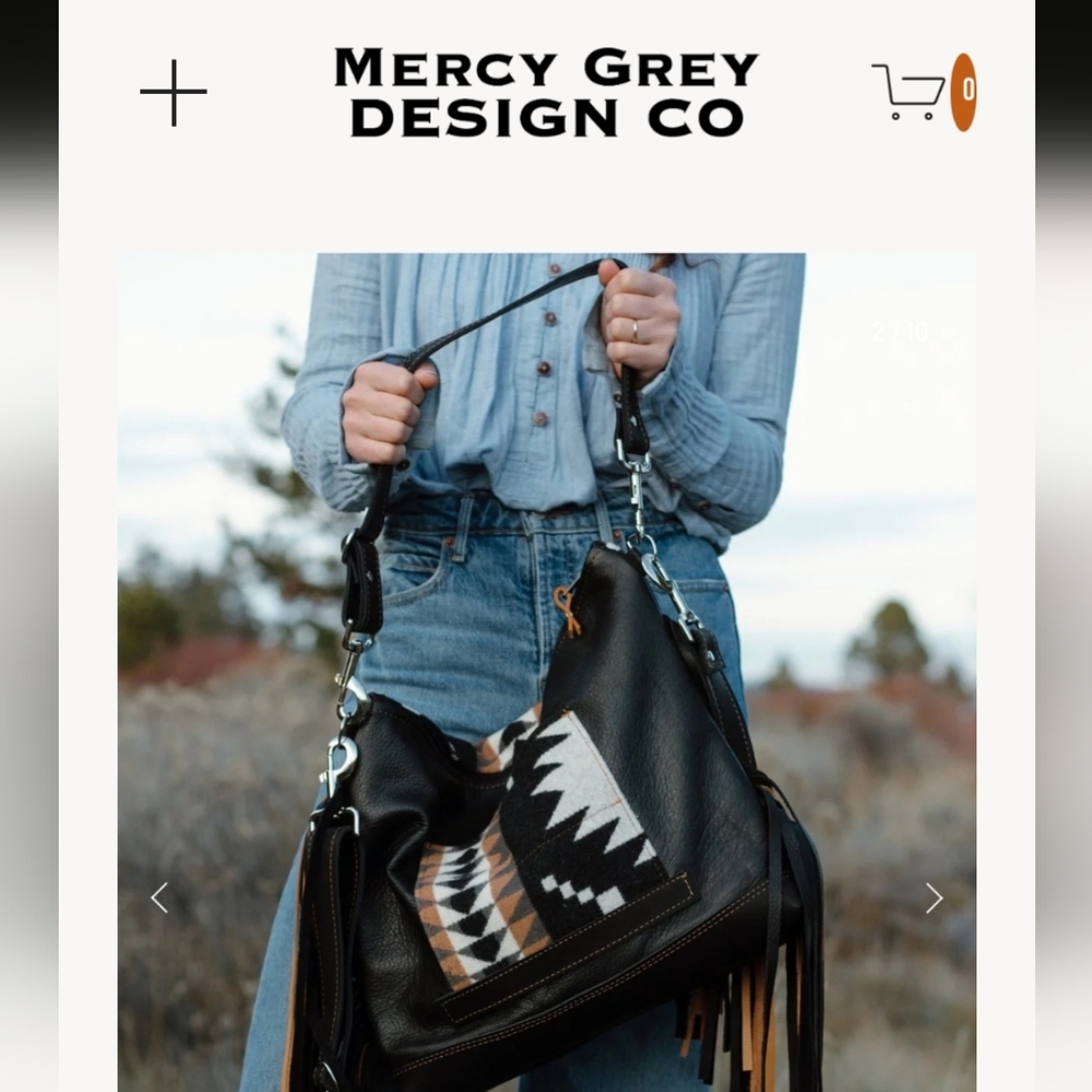 Mercy Grey XL Slouchy Crossbody in Spyder Rock Pendleton Wool with Black Leather - Picture 5 of 12